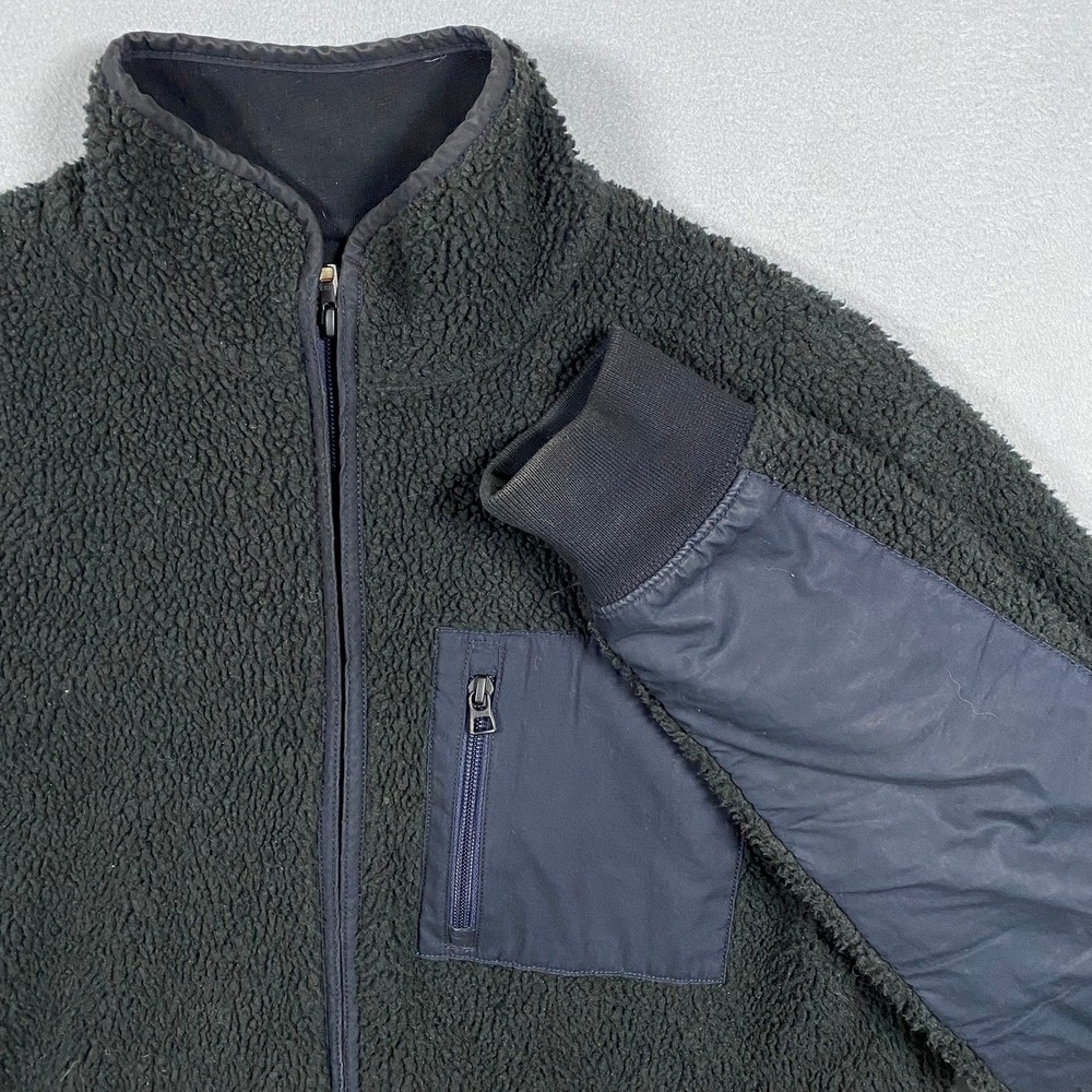 J. Crew Mens Sporting Life Sherpa Fleece Full Zip‎ Jacket Navy Blue B0987 Size M